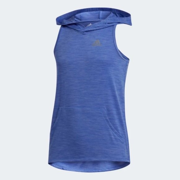 New Adidas Racer Back Purple Sleeveless Hoodie Kangaroo Pocket Top Size L/G - Picture 1 of 10